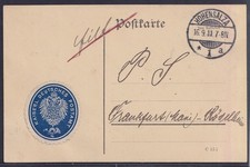 76118) HOHENSALZA Posen 1911 Postsache mit Klebesiegel nach Frankfurt (Main)