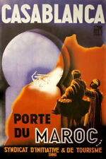 Casablanca Marokko Vintage Retro Reisedruck Poster Wandkunst Bild A4 +