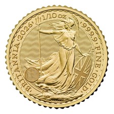 Goldmünze Britannia 2026 Großbritannien 1/10 999.9 Oz Unze 10 Pounds prägefrisch