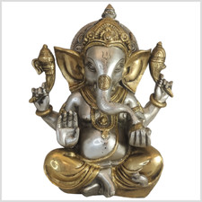 Ganesha 21cm 3kg Messing versilbert- Indien Shiva Parvati Hanuman Krishna Durga