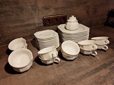 12 weiße Kaffeegedecke 8eckig Kaffeetasse Untertasse Teller Tasse