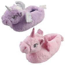 SAMs Tiehausschuhe Einhorn Pantoffel Schlappen Kuscheltier Plüsch Damen Kinder