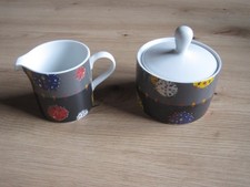 Thomas Rosenthal Zuckerdose mit Deckel, Milchkännchen grau rot blau gelb Gigaa