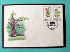  Ganzsachen,Litauen FDC 1992 Das "Rote Buch" Blumen. Cypripedium, Stranddistel