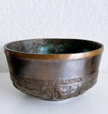 Antike Bronze Schale Klangschale relieffiertes Dekor massiv  langanhaltender Ton