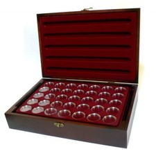 Holz-Münzkassette ink 5 Münztableaus für 175 Stk 10 Euro Münzen in Kapseln NEU!