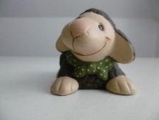 Deko Gartenfigur Schaf Hund klein Ton Keramik Tier schwarz weiß