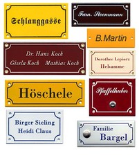Emaille-Namensschild-6 Größen-10 x 4 bis 18 x8 cm-Schild-Email-Türschild-Klingel