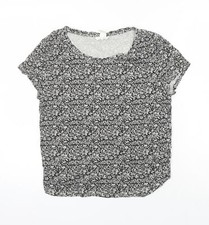 H&M Damen Tunika Polo bunt geblümt 100% Baumwolle Größe S U-Boot-Ausschnitt