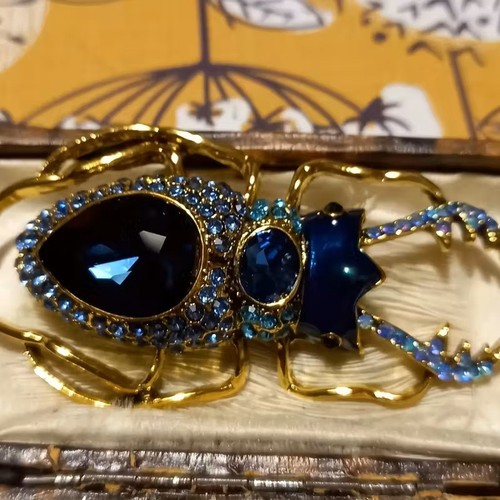Edle käfer brosche blau - brosche, gold