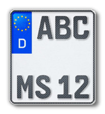 1 CARBON Motorrad Kennzeichen | 180 x 200 mm | OFFIZIELLES Nummernschild