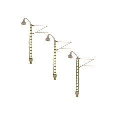 Spur N Oberleitung einseitig Flachrahmen Mast 7m mit Lampe 3er pack