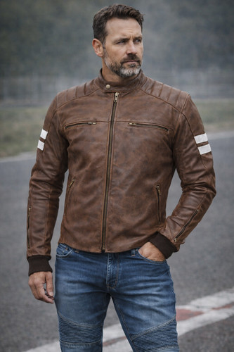 Motorrad lederjacke braun - lederjacke,