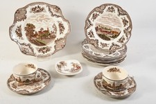 Q40S36- England Keramik ua Johnson Bros. England Old Britain Castles 21-tlg.