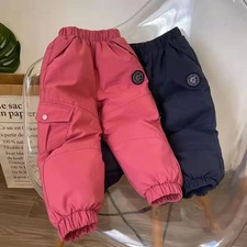 Kinder Daunenhose Langlebig Warme Cargo Lange Hosen Winter Unisex