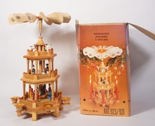 Vintage ältere Holz Weihnachtspyramide 3-stöckig 38 cm 923/931 Hl. Drei Könige