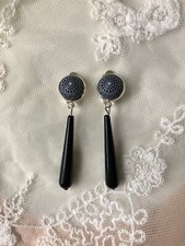 Mosaik Ohrclips silber schwarz