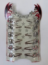 12x Haarklammern mit Totenköpfe u. Karten Haarclips Rockabilly Retro Gothic Punk