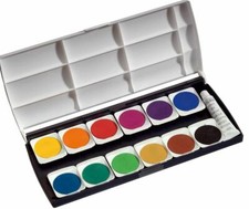 herlitz Deckfarbkasten ST12 12 Farben Farbkasten Malkasten Wasserfarbkasten