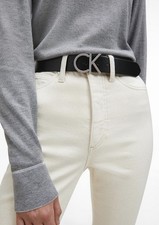 Calvin Klein Damen Gürtel CK Logo, Ledergürtel, Schwarz, Größe 85cm