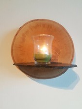Wanddeko Kerzenhalter Wandregal Deko Holz Baumscheibe Birke Handarbeit Unikat