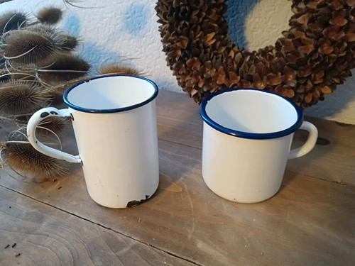 Alte emaille becher shabby - 2,