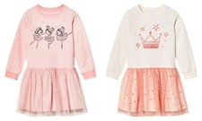 lupilu Sweatkleid mit Tüllrock Rock mit Glitzer Rosa / Weiß - versch. Größen