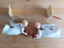 2 Stück Gilde Engel weiß mit Herz zum Hängen 