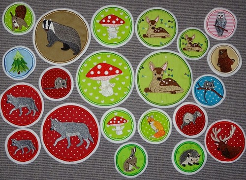 Waldtiere button reh eule - reh, wolf