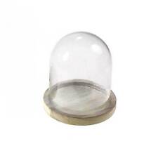 Glas Glocke klein ca. H13cm Ø12cm Glockenglas Glasglocke Holz Sockel Glashaube