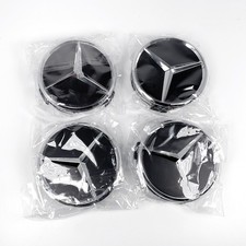 4x Schwarz 75mm Felgendeckung Radnabenabdeckung Nabendeckel für Mercedes Benz