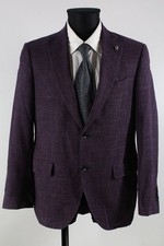 Sartoria Latorre lila-blau-kariertes Sakko Gr.50/M Wolle Seide Leinen Top Zust.