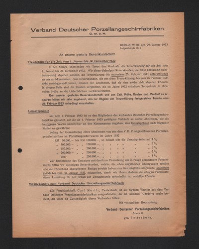 Berlin brief 1933 - 1933,, verband