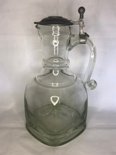 Wein krug zinndeckel pressglas - zinndeckel,