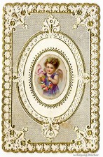 C. 1850 extra fine die cut paper scrap with an Angel medallion in the center