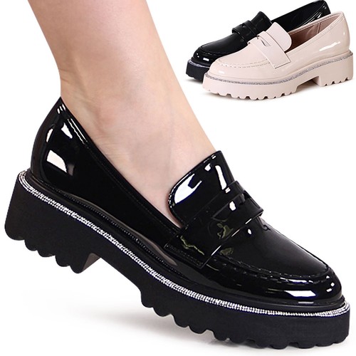 Damen lack halbschuhe plateau - damen,