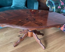 Couchtisch Antik Massivholz mit Intarsien Top