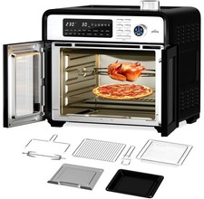 Homelux 28L Heißluft Fritteuse Backofen Umluft 1700W Grill Pizza Drehspieß 18 Pr