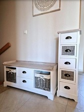 Flur Sitzbank Schuhbank Beistellschrank Shabby Chic Vintage weiß