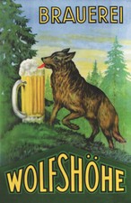 Wolfshöhe Brauerei Bier Getränk Wald Wolf Werbung Kunstdruck Reklame A3 45