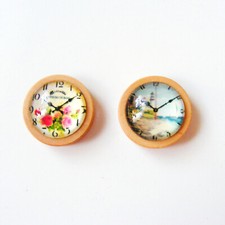 Puppenhaus Wanduhr Holz / Glas