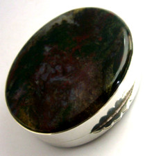 SCHÖNE SCHOTTISCHE STERLINGSILBER ACHAT SCHNUPFTABAKDOSE um 1850 ATEMBERAUBEND ANTIK 64g