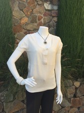 creme weißer Kurzarm Pullover