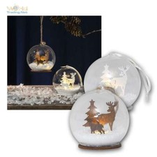 LED Deko-Weihnachtsbaum-Kugel "Fauna" Batterie-Betrieb Baumschmuck Glas-Kugel
