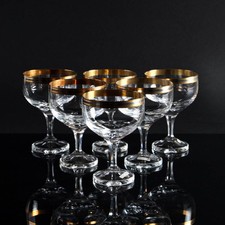 Ichendorf Kristallglas Goldrand Sektschale AVIANON SET von 6 mid century vintage