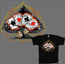 T-Shirt Biker Skull lucky Casino poker Tattoo Rocker Spades  Rockabilly *1130 bl