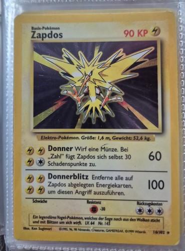 Pokémon karte zapdos - karte,