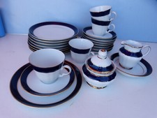 27293. Kaffeeservice weiss kobalt blau  24teilig  Eschenbach