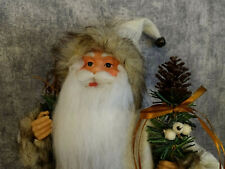 Nikolaus/Weihnachtsmann m. Musik- Jingle Bells..-weiß/grau-Deko-Figur-ca.46 cm *