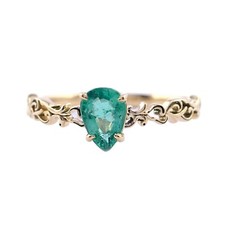 Strukturierter Zweig Bandring natürlicher sambischer Smaragd 18K Gold Verlobungsring für Sie